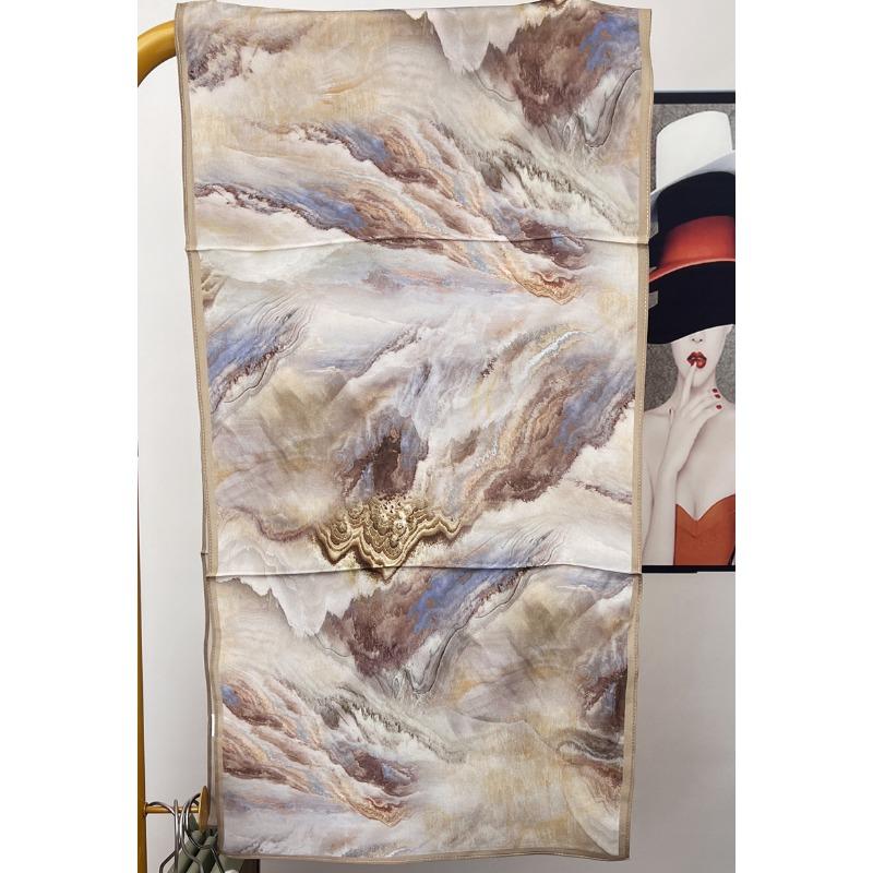Silk Mulberry Silk Silk Scarf Plain And Elegant Water Ink Bamboo Silk Scarf Women'S Double Crepe Scarf Shawl