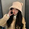 New Autumn and Winter Hat for Women Cute Little Bear Imitation Lamb Velvet Fisherman Hat Warm In Winter To Show The Face Small Pot Hat Trendy