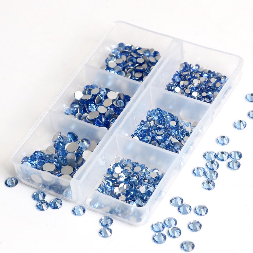 Украшения для ногтей 6 сеток стеклянные кристаллы стразы белого цвета смешанные супер вспышка плоское дно бриллиант цветной дизайн ногтей бриллиант