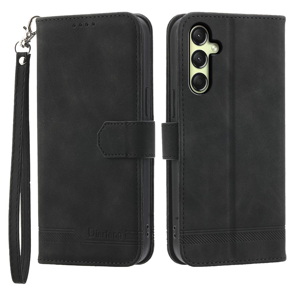 DIERFENG DF-03 For Samsung Galaxy A26 5G Leather Case Lines Imprint Wallet Phone Cover