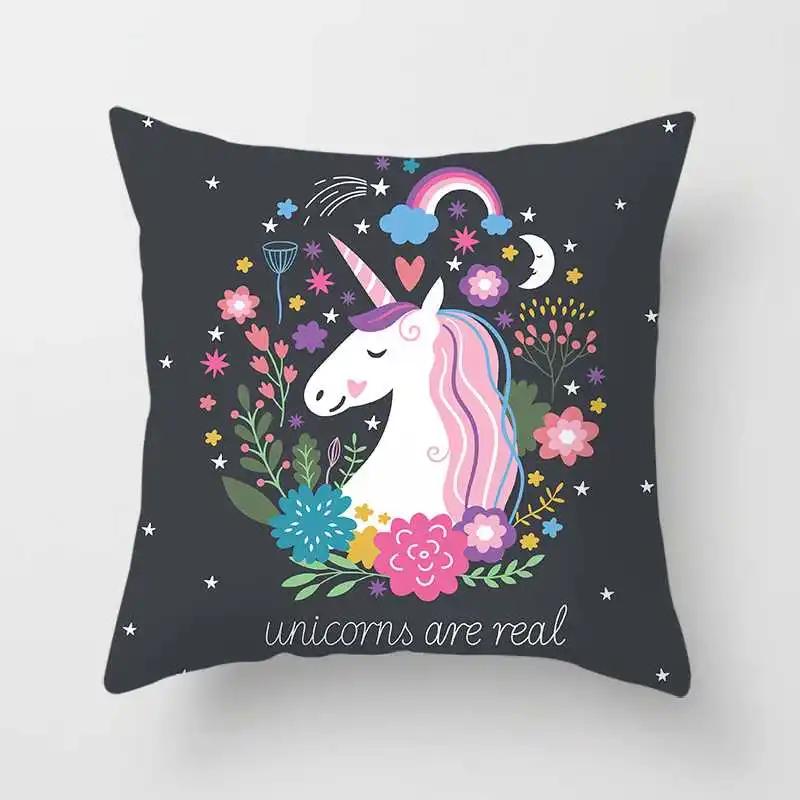 Мультяшный единорог, креативный дизайн розовой девушки, простая домашняя наволочка