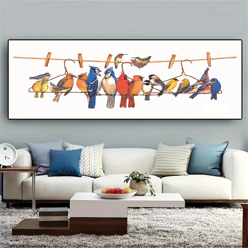 Современные красочные попугаи птицы на проводе холст печать картина животное настенное искусство постер скандинавская картина гостиная украшение дома