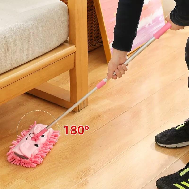Cleaning Childrens Play Mop Set With Reusable Dustpan Flat For Educational Tool