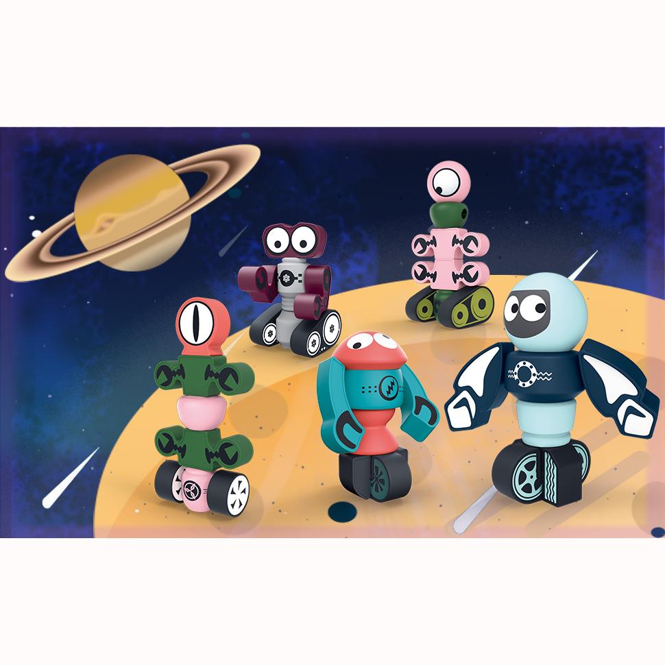 35 шт. магнитные роботы, набор магнитных блоков с коробкой для хранения, комплект для сборки роботов-штабелеров, игрушечный образовательный игровой набор STEM для мальчиков и девочек в возрасте от 3 до 6 лет