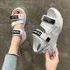 Summer Sponge Cake with Casual Open-toed Sandals for Schoolgirls Thick-soled Velcro Beach Shoes