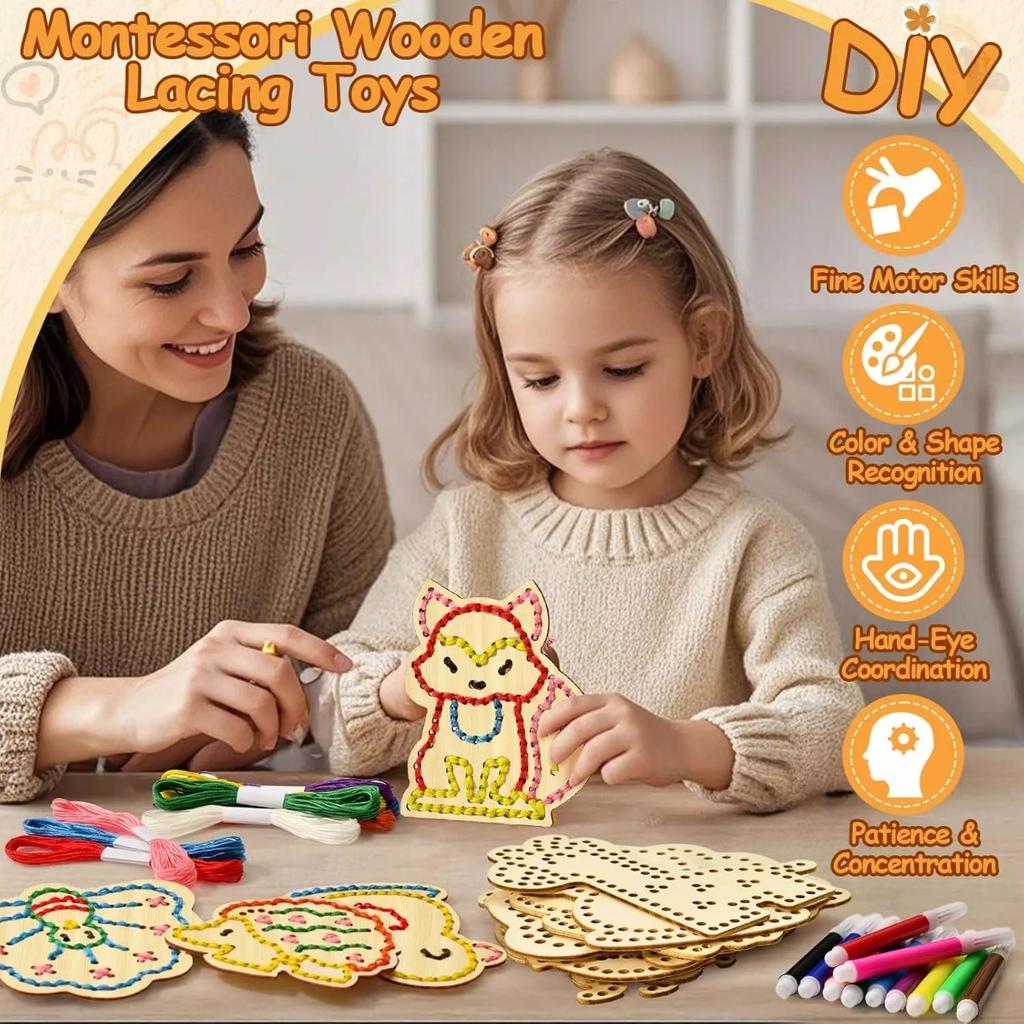 Cleboen Montessori Деревянные шнуровки Карточки Игрушки для малышей Детские поделки | Дошкольное образование