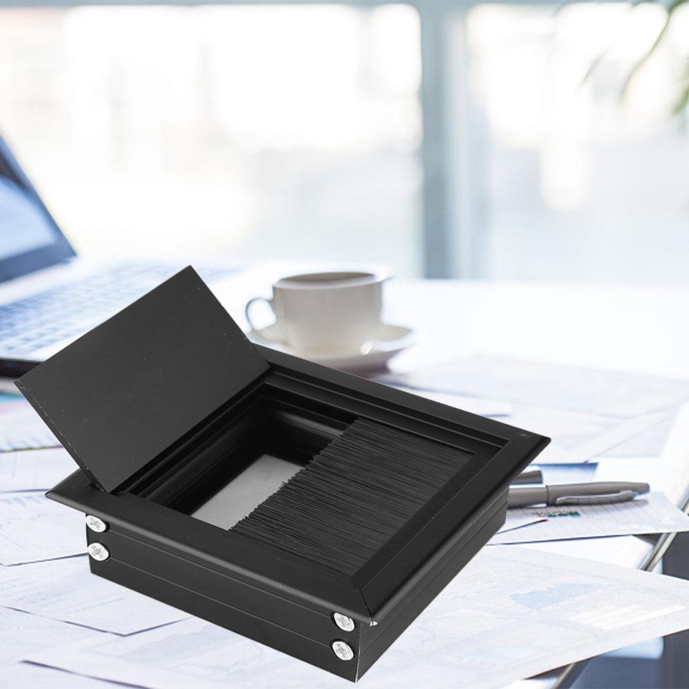 2 шт., прямоугольная крышка для кабеля из алюминиевого сплава для стола с щеткой