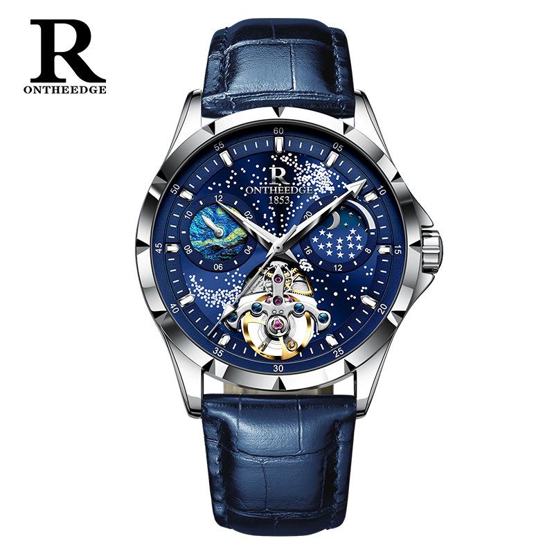 ONTHEEDGE Full Star Men's Business Watch Automatic Hollow Mechanical Watch Luminous Waterproof