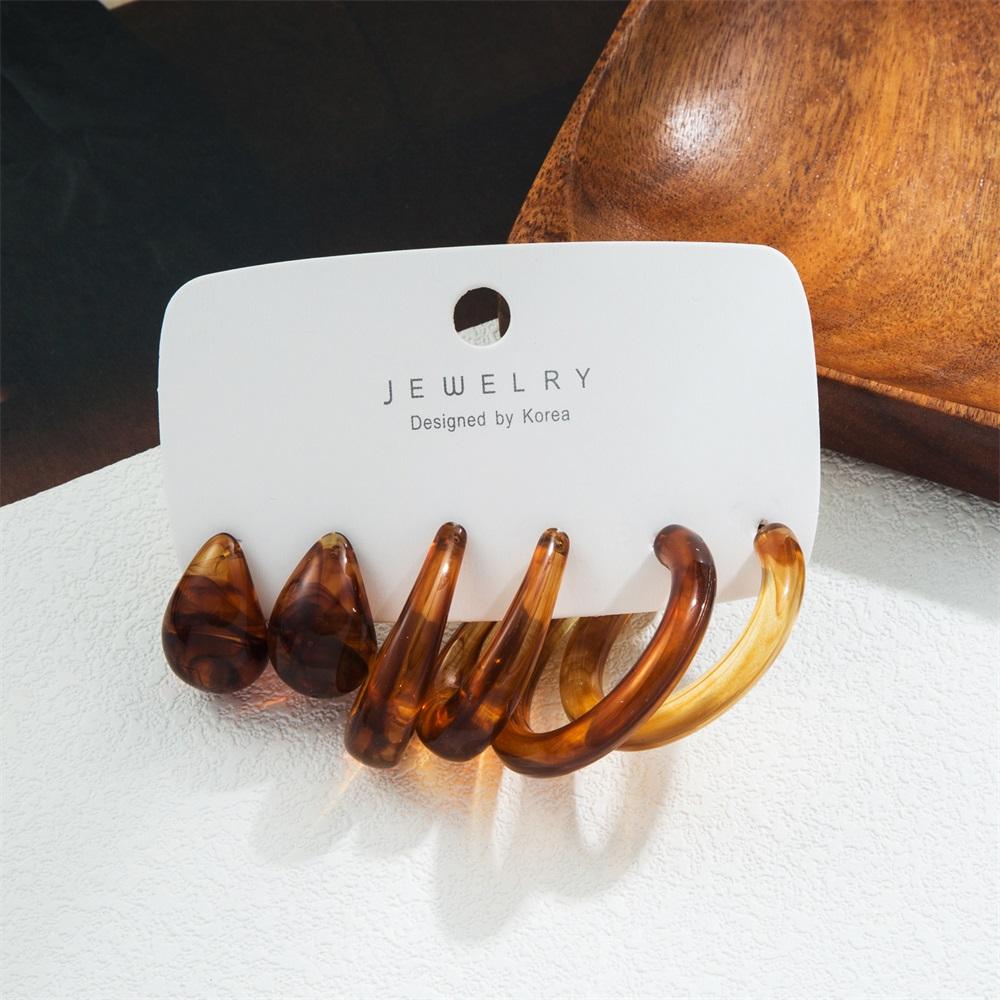 Модные акриловые серьги-кольца из смолы, комплект гладких блестящих зеленых красочных женских ретро-ювелирных изделий