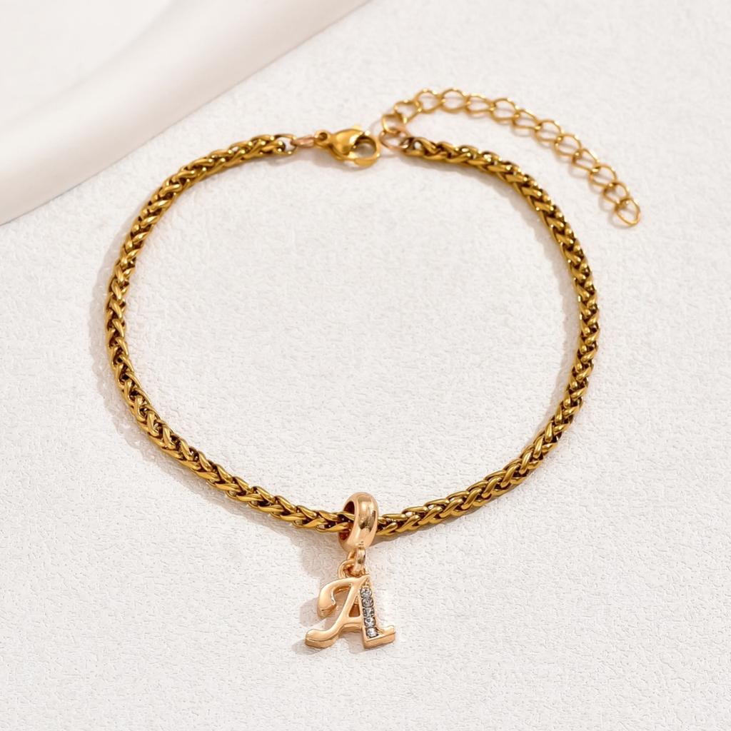 Stainless Steel Punk Initial Alphabet Charms Bracelets for Women Men Waterproof Hypoallergenic Chain Letter Pendant Jewelry Gift
