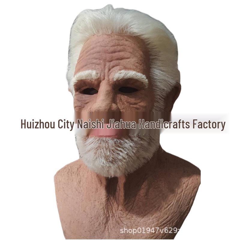 Crying Child Latex Mask with Wig - Handsome Guy Style Halloween Old Man and Young Person Face Mask