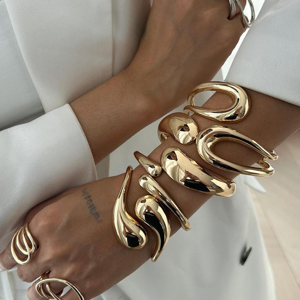 Набор браслетов из сплава в европейском и американском стиле с отверстием в виде капли воды