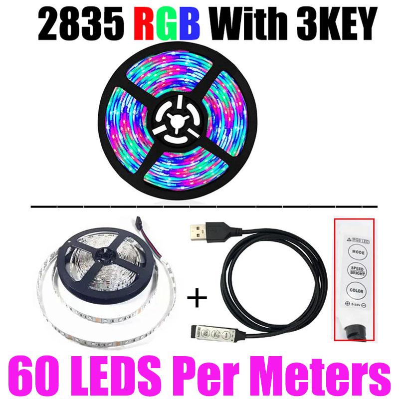 Светодиодная лента USB Гибкая лампа 1м 2м 3м 4м 5м SMD3528 Диод Настольная Подсветка экрана телевизора Подсветка шкафа Ночная