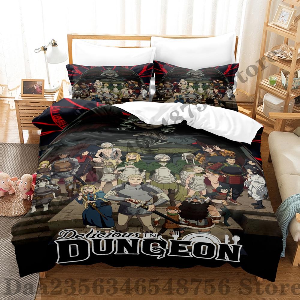 Delicious in Dungeon Bedding Set Single Twin Full Queen King Size Bed Set Adult Kid Bedroom Duvetcover Sets Anime Bed Sheet Set