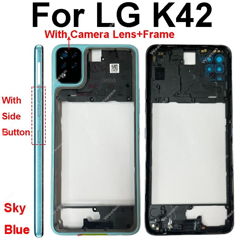 Для LG K42 K52 K62 Plus Средняя рамка Держатель Чехол Идеальная посадка с боковой кнопкой Качественные запчасти для ремонта телефона Стабильный