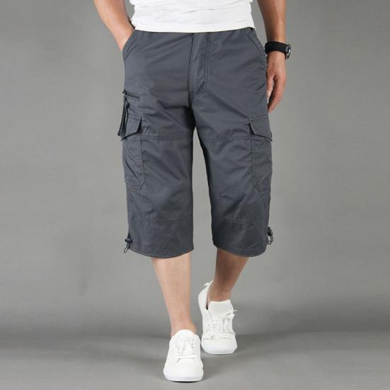 Мужские брюки длиной до икр, свободные брюки-карго с затягивающимся шнурком, летние повседневные спортивные брюки с несколькими карманами на молнии для повседневной носки, для спорта и улицы