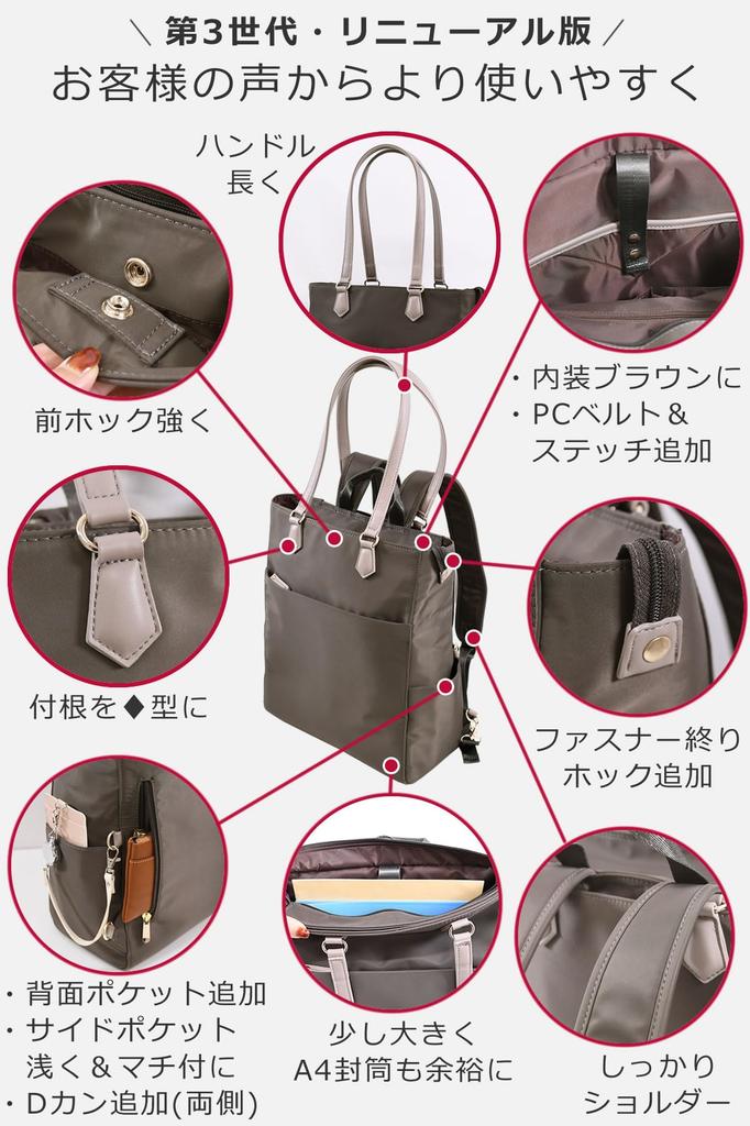 Рюкзак-тоут для бизнеса, бизнес-компьютера, ПК, тоут, на плечо, большой, черный [Сумки Memezawa], женский, легкий, пушистый, сумка, рюкзак, 2-way, A4,