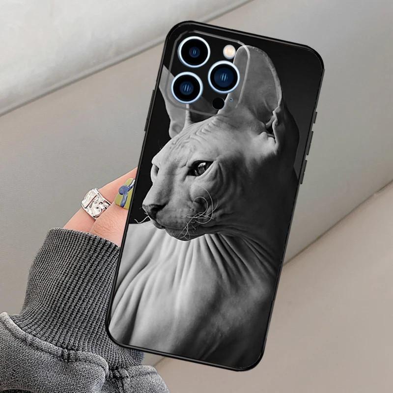 Чехол для мобильного телефона iPhone15ProMax, чехол для мобильного телефона с изображением кошки-сфинкса, окрашенный в противоударный цвет для защиты от падений.