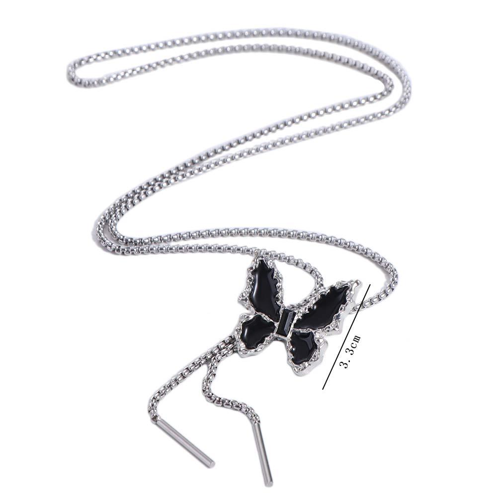 Silver Butterfly Chain Choker Zinc Zinc Alloy Butterfly Clavicle Chain Black Butterfly Necklace  Lady/Girls