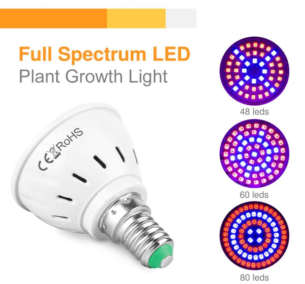 Led E27 Hydroponic Growth Light B22 Led Grow Bulb MR16 Full Spectrum 220V  Plant E14 Flower Seedling Fitolamp GU10