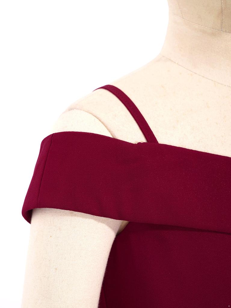 Kids Girls Elegant Chiffon Party Dress Off Shoulder Adjustable Strap Floor Length Evening Gown