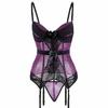 Sheer Bustier Garter Belt Purple Red White Blue Black  Lingerie Women Corsets & Bustiers