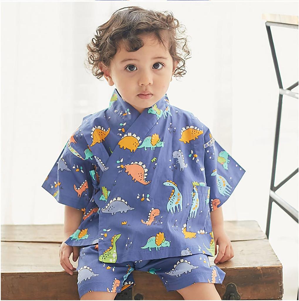 Baby Jinbei Top and Bottom Japanese All Over Japanese Baby Fireworks Summer Obon Summer Cool Pajamas HF07 Red [SEIWARAKU] Children's Set, Pattern,