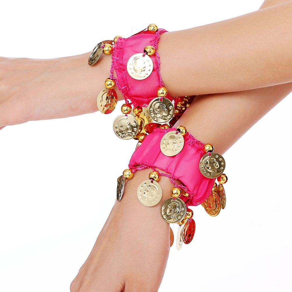 Танцевальные аксессуары Золотая монета Шифоновый браслет-погремушка Танец живота Наручные браслеты Манжета на руку Браслет