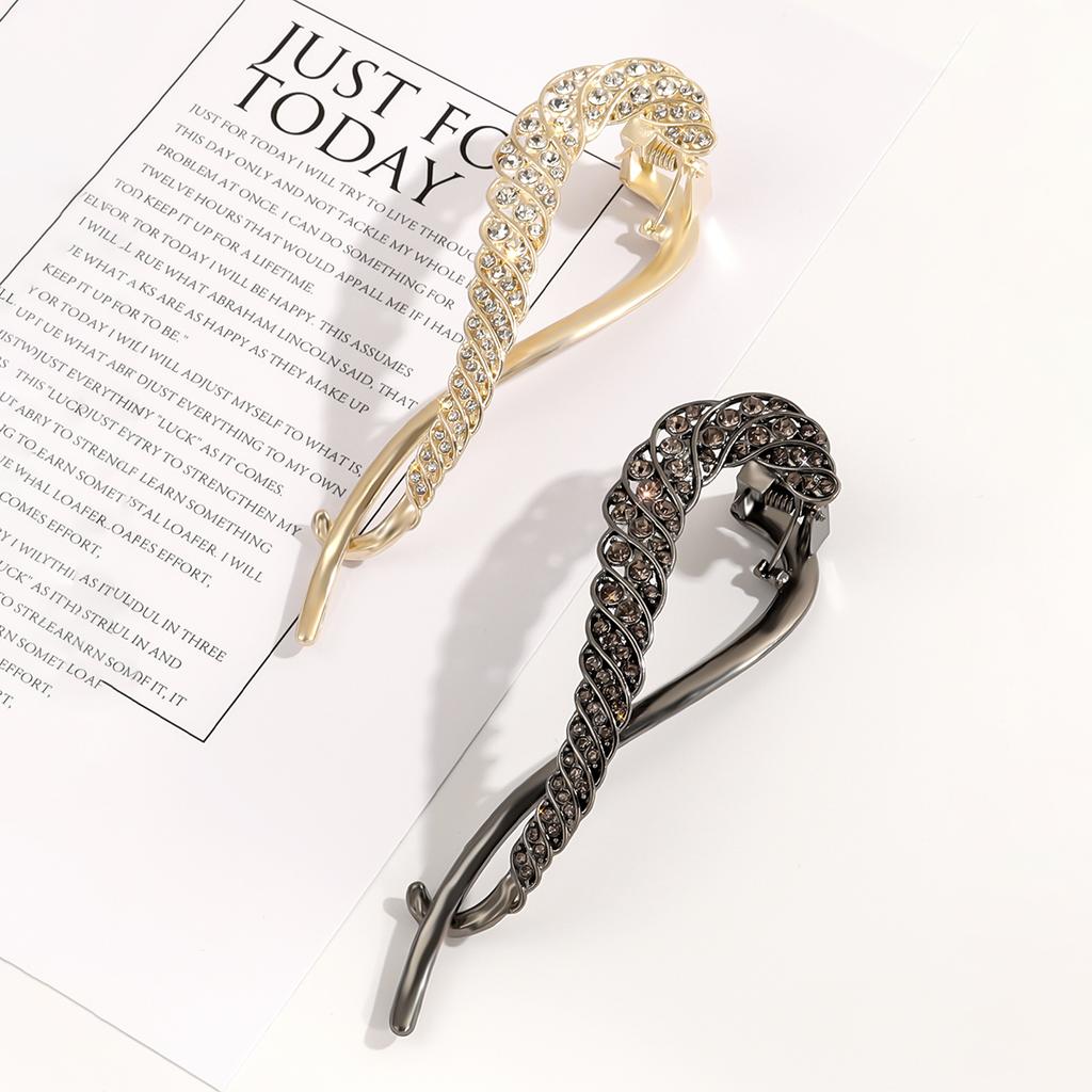 1/2pcsHigh-end Rhinestone Hairpin Hair Ornament, Female Twist Clip Hairpin, Temperament, Frog Buckle, Word Clip Headdress