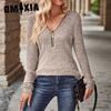 Autumn Solid Color Pit Strip Brushed Casual V-neck Splice Zipper Long Sleeve Base