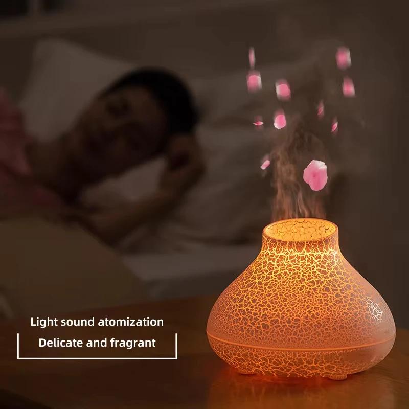 2024 New Crack Flame Aromatherapy Machine Colorful Night Light Can Be Added with Essential Oils Bedroom Charging Decoration