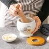 Мультяшная кошка керамическая банка, ступка для пюрированного чеснока, фарфоровая банка для чеснока, бытовая чеснокодавилка, банка для растирания лекарств, измельчитель специй