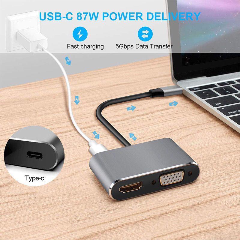 Док-станция USB-C на HDMI/VGA: Конвертер для зеркалирования экрана телефона на монитор