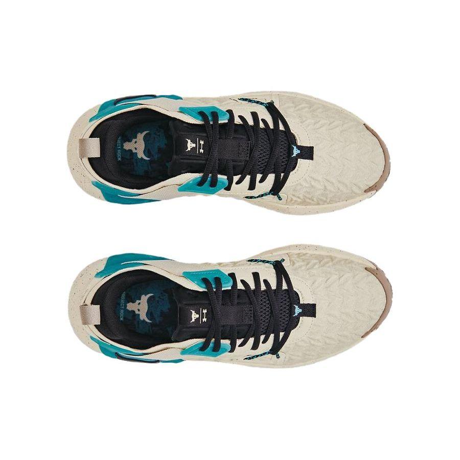 Under Armour Project Rock 6 Brown Teal Men Sneakers Cream 3026534-200