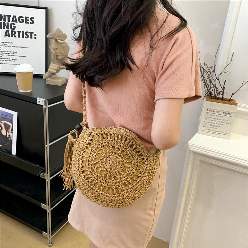 New Bag Women's Shoulder Bag Beach Vacation Messenger Small Round Bag