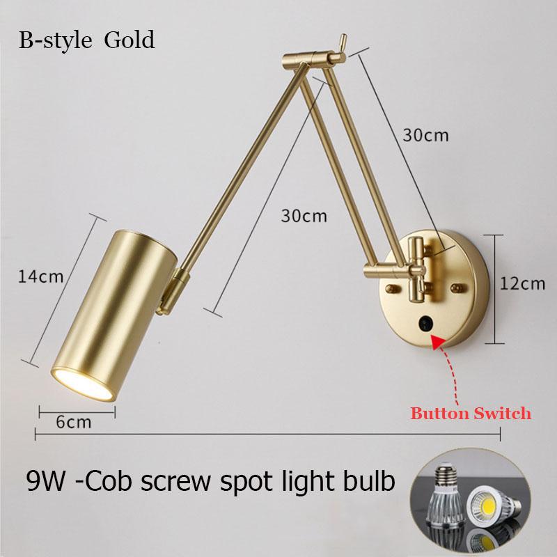Современный настенный светильник E27 для спальни, небольшой ночник для комнаты, скандинавское светодиодное декоративное освещение для дома, кнопочный выключатель COB