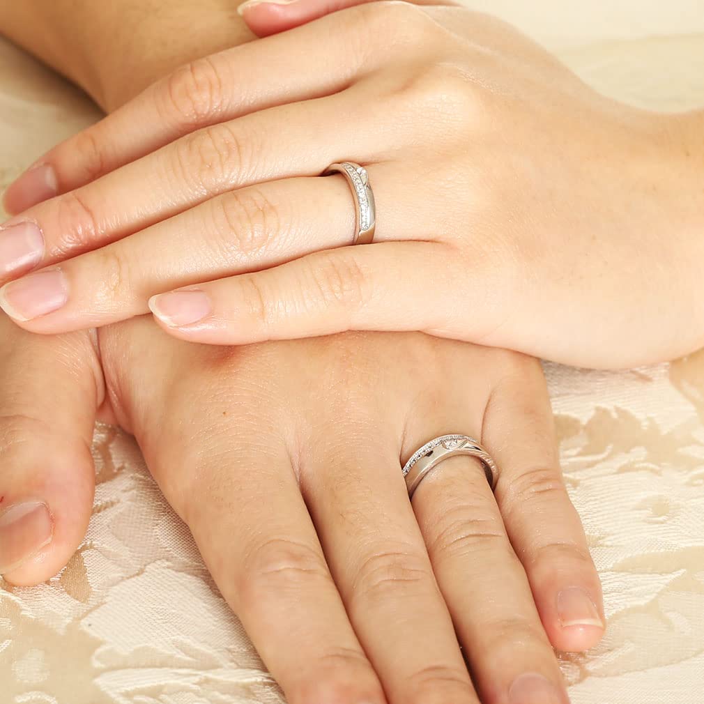 Парный набор из 2 колец Подарок Популярный Подарок на годовщину для пары Элегантный Стильный SV925 Простой Один размер подходит большинству женщин Полюбят Серебро [Devalier]