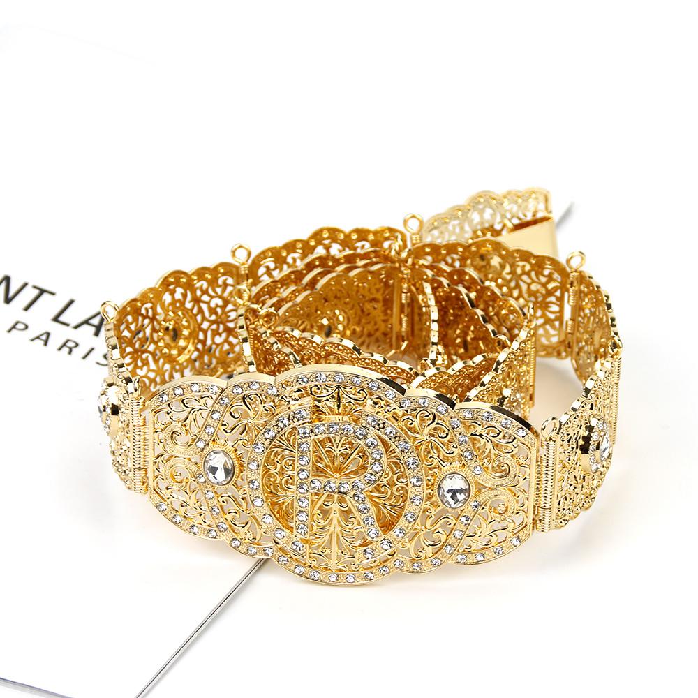 Gold Color Wedding Belt for Women Red&Green Crystal Metal Chain Adjustable Length