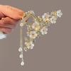 Pearls Tassels Hair Claw Clip with Flower Design And Gentle Hold For Long Fine Hair Updos Bun Hair Styling Accessory