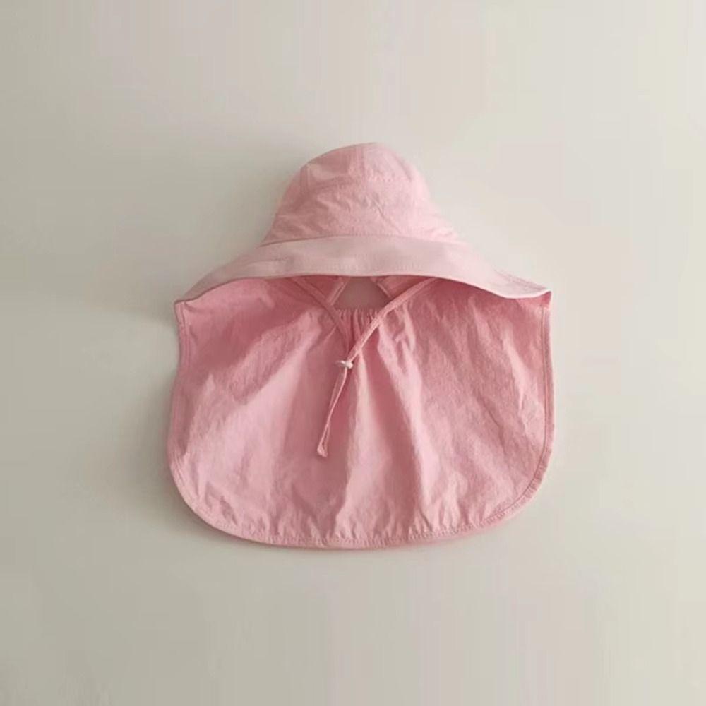 Shawl Sunscreen Fisherman Cap Solid Color Summer Sun Hat Breathable Children Bucket Hat Travel