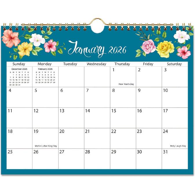 2026 Calendar - 2026-2027 Wall Calendar Runs from January 2026 to June 2027, 8.5" x 11", Floral Calendar for Wall or Desk, Feminine Design for