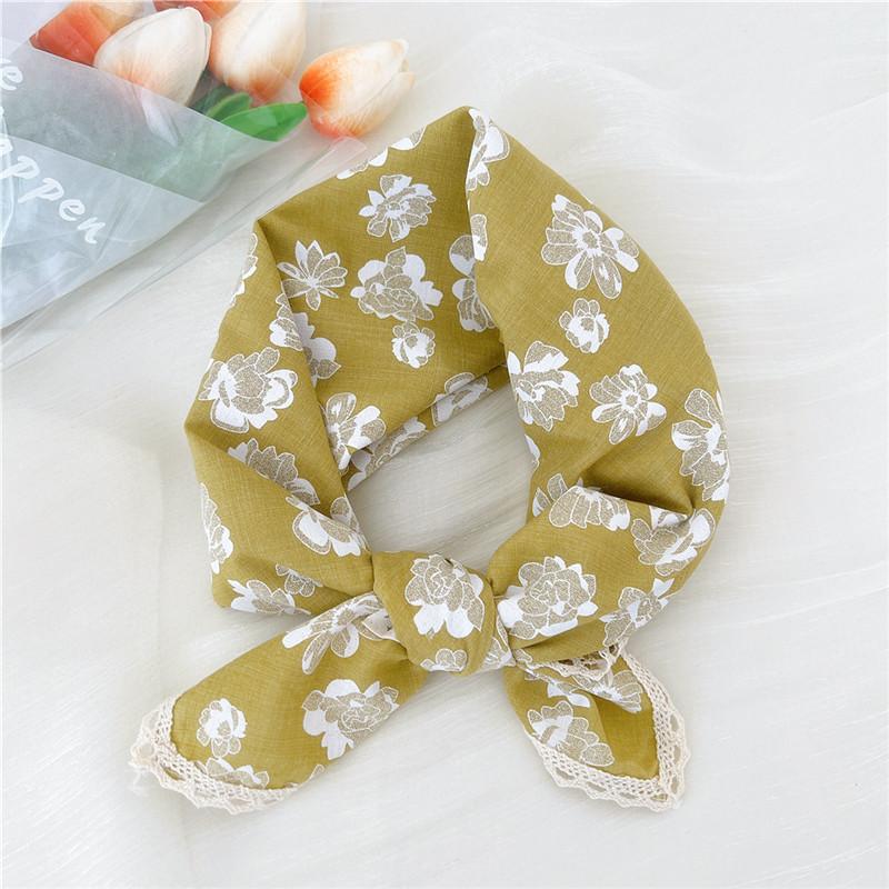 Хлопок лен кружевной край квадратные шарфы 60 см платок шейный платок банданы женский повседневный шейный платок клетчатый принт геометрический узор