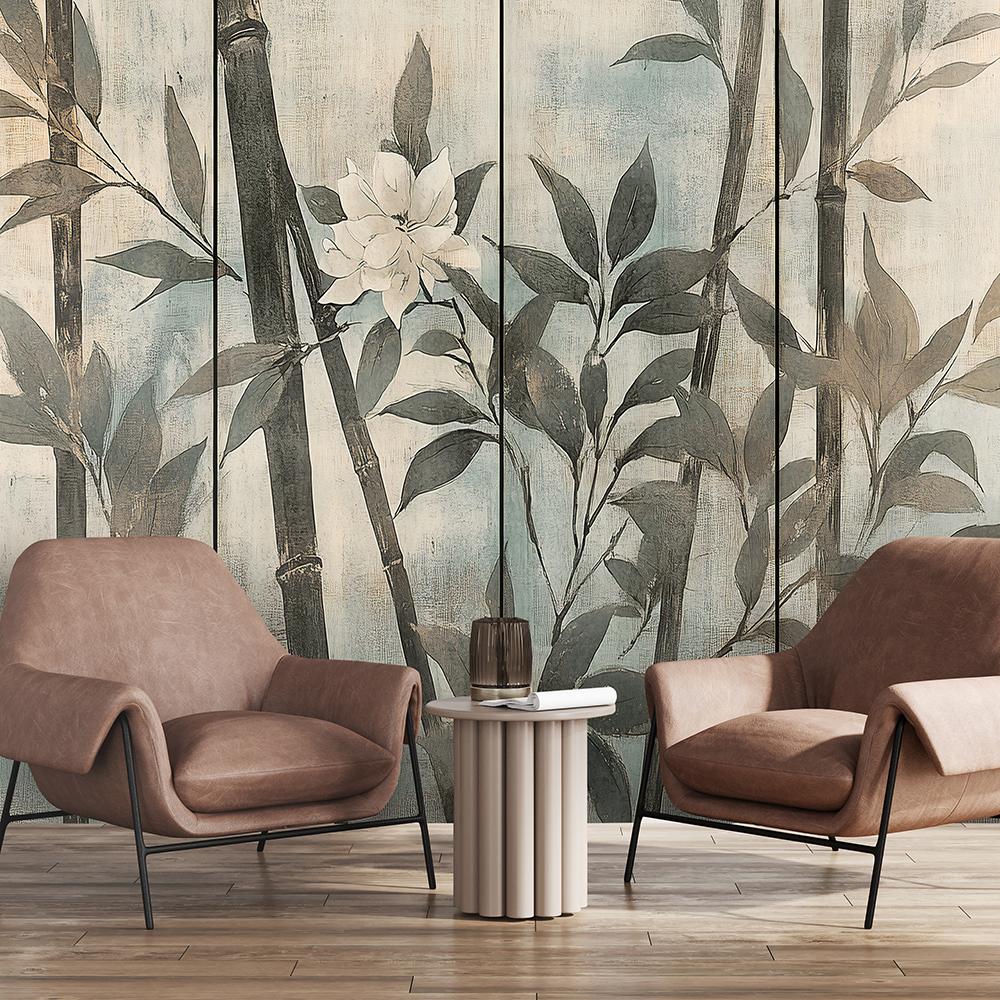 Wallpaper bamboo shoots on pastel background