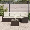 Garden Sofa Set with Cushions 6 pcs Brown and Cream Poly Rattan