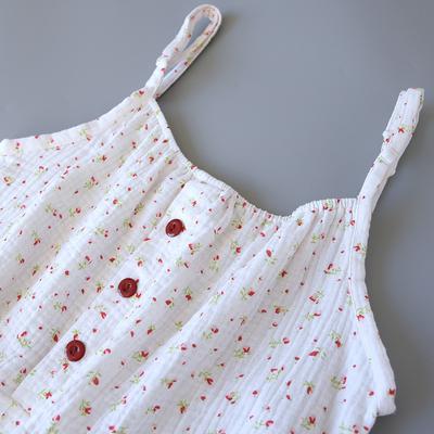 Летняя новая симпатичная пижама для девочек из 100% хлопкового крепа, подтяжки, шорты, из двух частей, свободный милый костюм для дома, большой размер, сексуальный