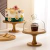 Transparent Wooden Cake Stand Glass Cover Cake Display Stand Cheese Stand Butter Box  Afternoon Tea