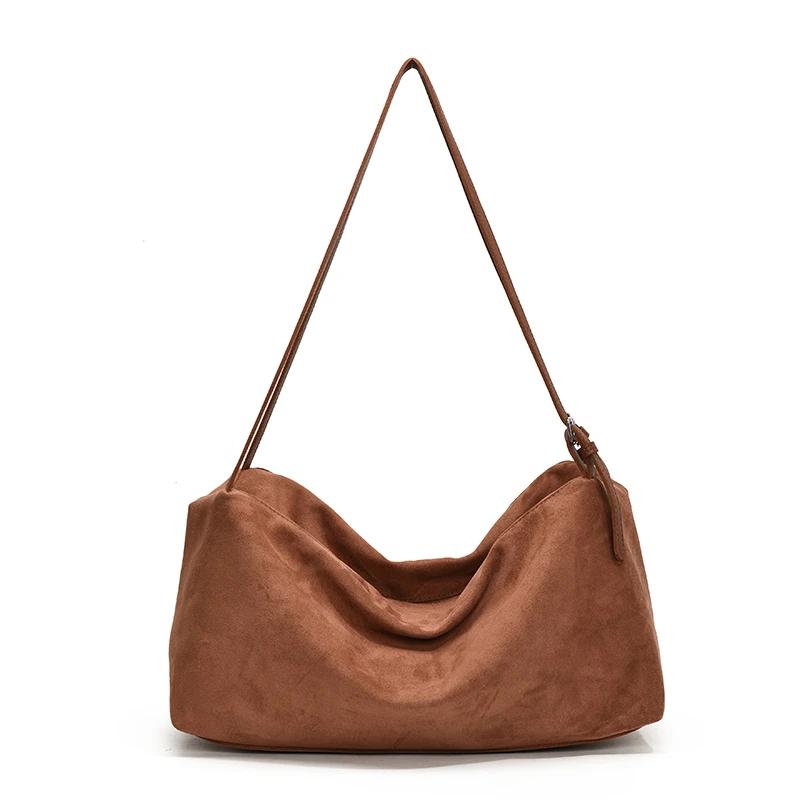 Большая вместительная однотонная бархатная сумка через плечо на молнии, простая модная сумка, мягкая, популярная, универсальная сумка высокого качества