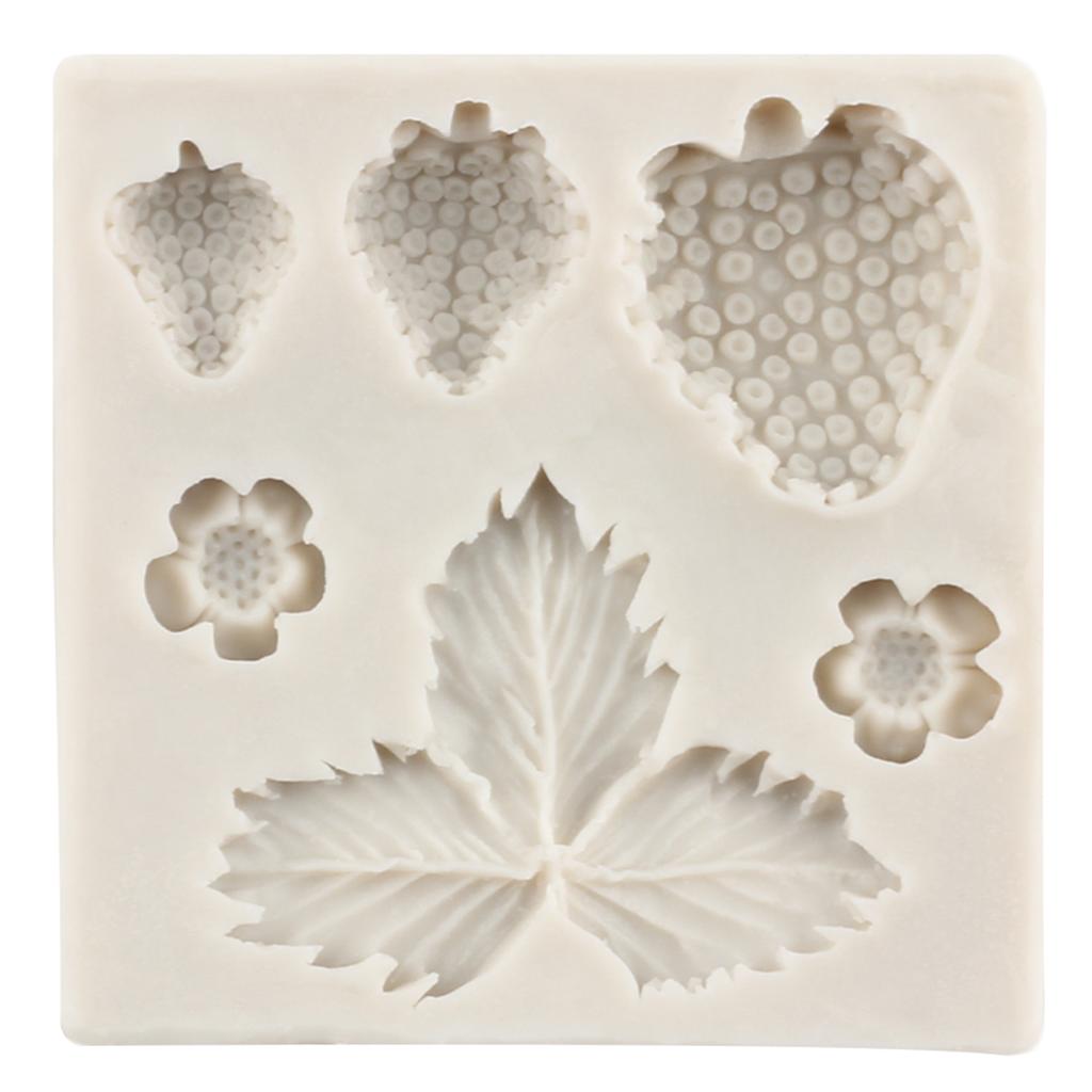 Силиконовая форма для клубники, цветы, листья, кекс, топпер, инструменты для украшения торта, конфеты, глиняные формы, форма для шоколадной мастики