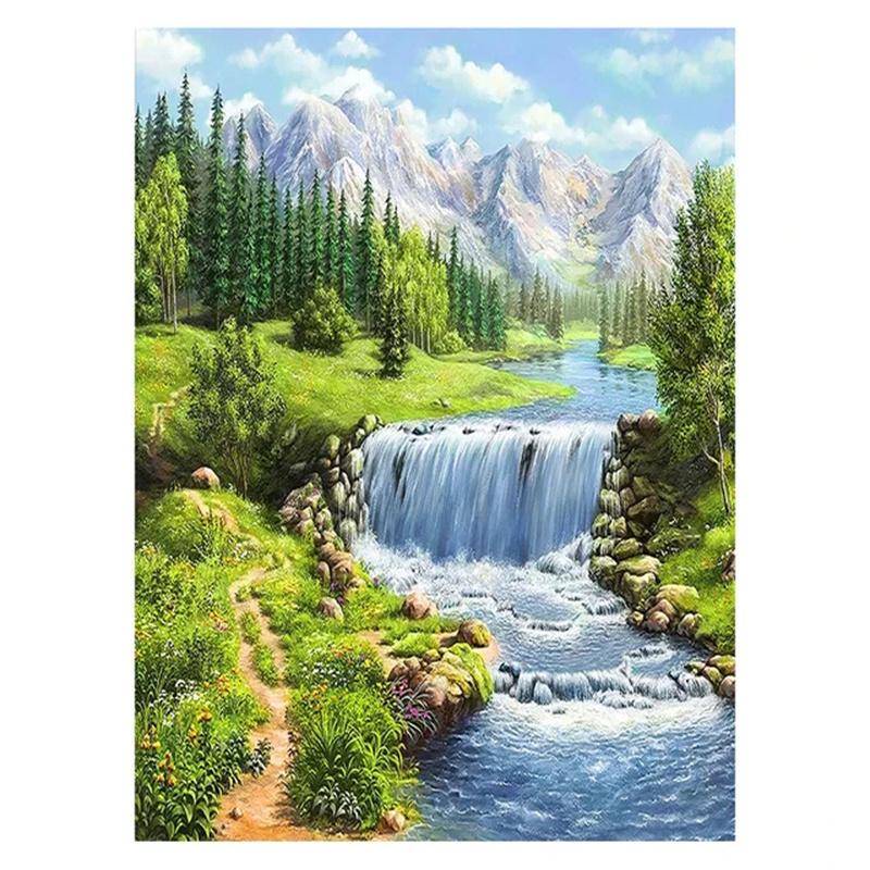 DIY Алмазная картина Красивый пейзаж Набор для вышивки крестом Мозаичное искусство Алмазная картина Полный круг Алмазное украшение для дома