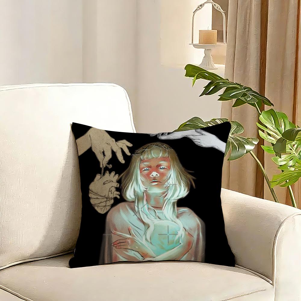 AAurora Aksnes Singer Cushion Cover Reversible Plush Pillow Cover Soft Fluffy Home Decor for Sofa Bedroom